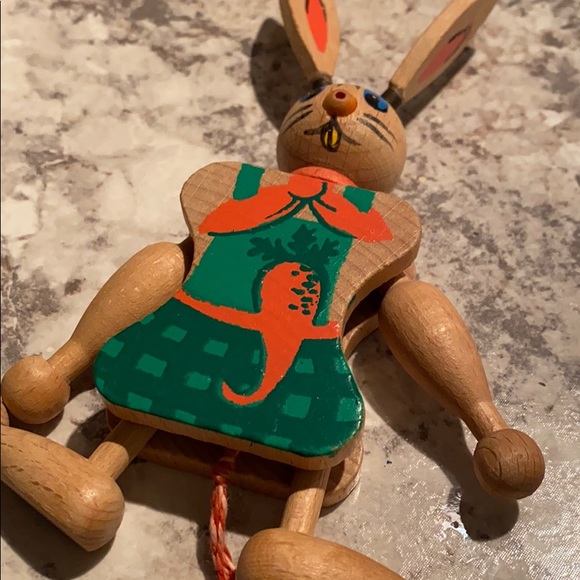 Vintage Austria Wood String Jumping Jack Toy Bunny - Picture 5 of 9